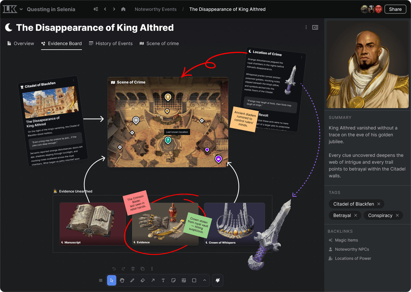 Screenshot of a sci-fi planet map with pins