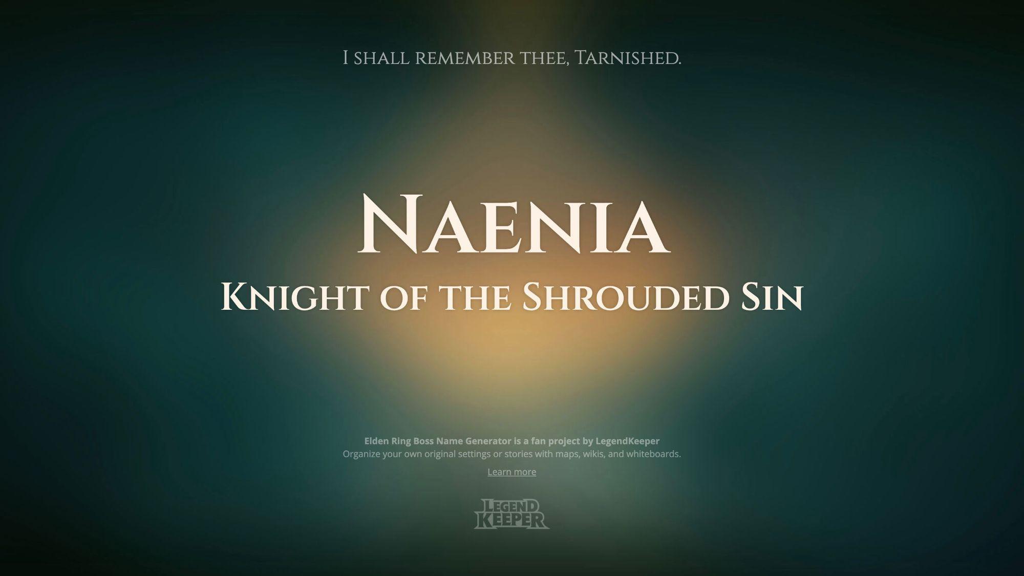 Elden Ring Boss Name Generator by LegendKeeper.