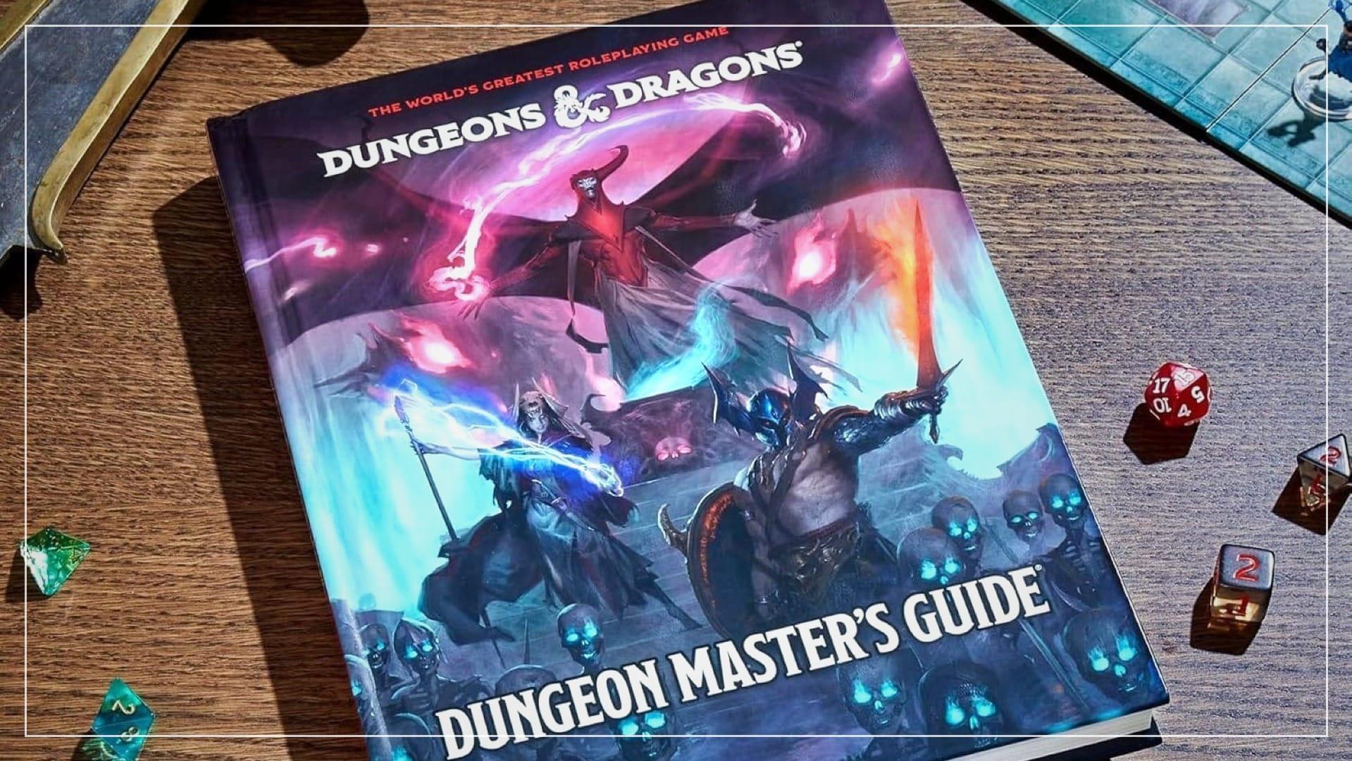 A photo of the front cover of a copy of the 2024 version of the Dungeons & Dragons Dungeon Master's Guide.
